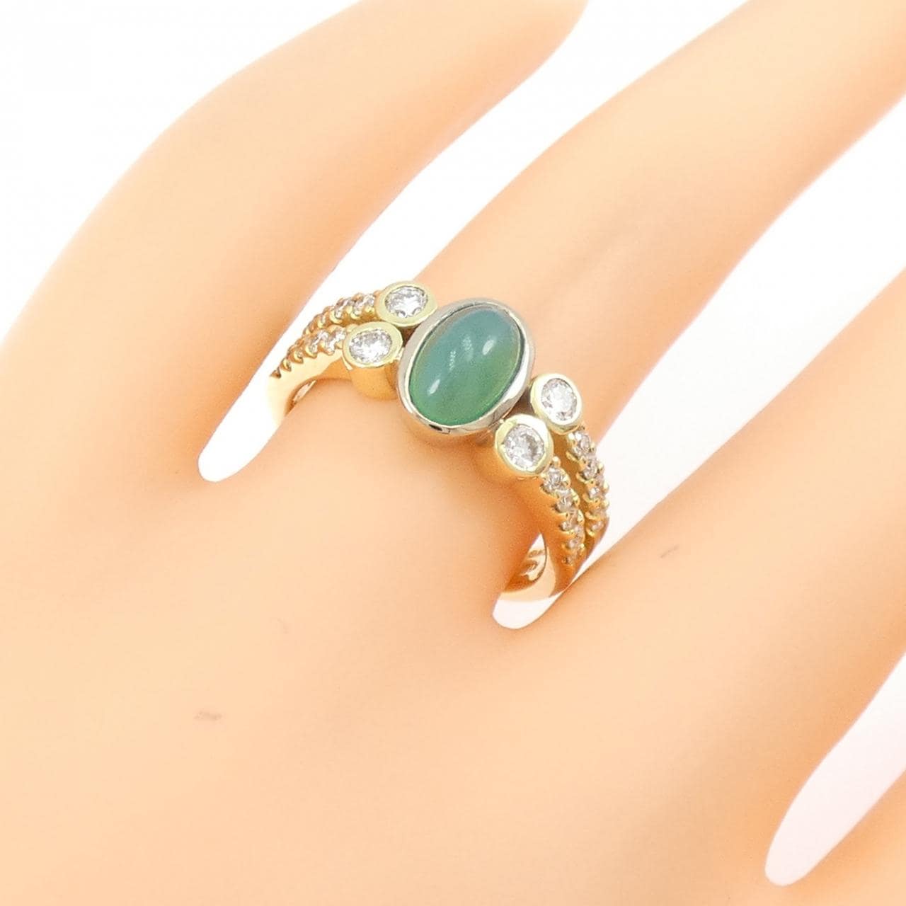 K18YG/K18WG オパール リング 0.90CT