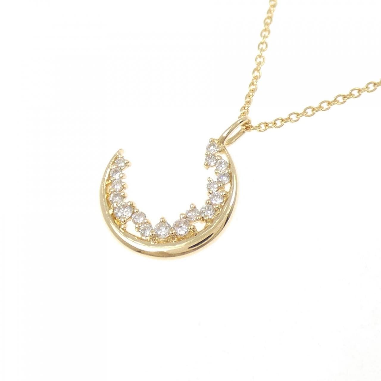 K18YG ムーン ダイヤモンド ネックレス 0.12CT
