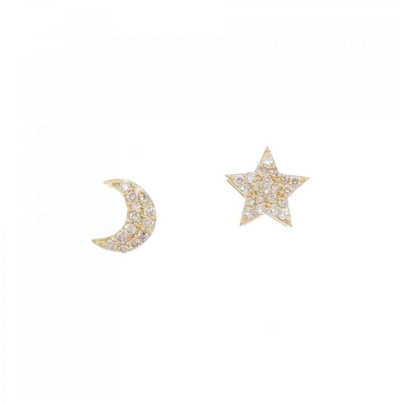 [新品] K18YG 星月钻石耳环 0.20CT