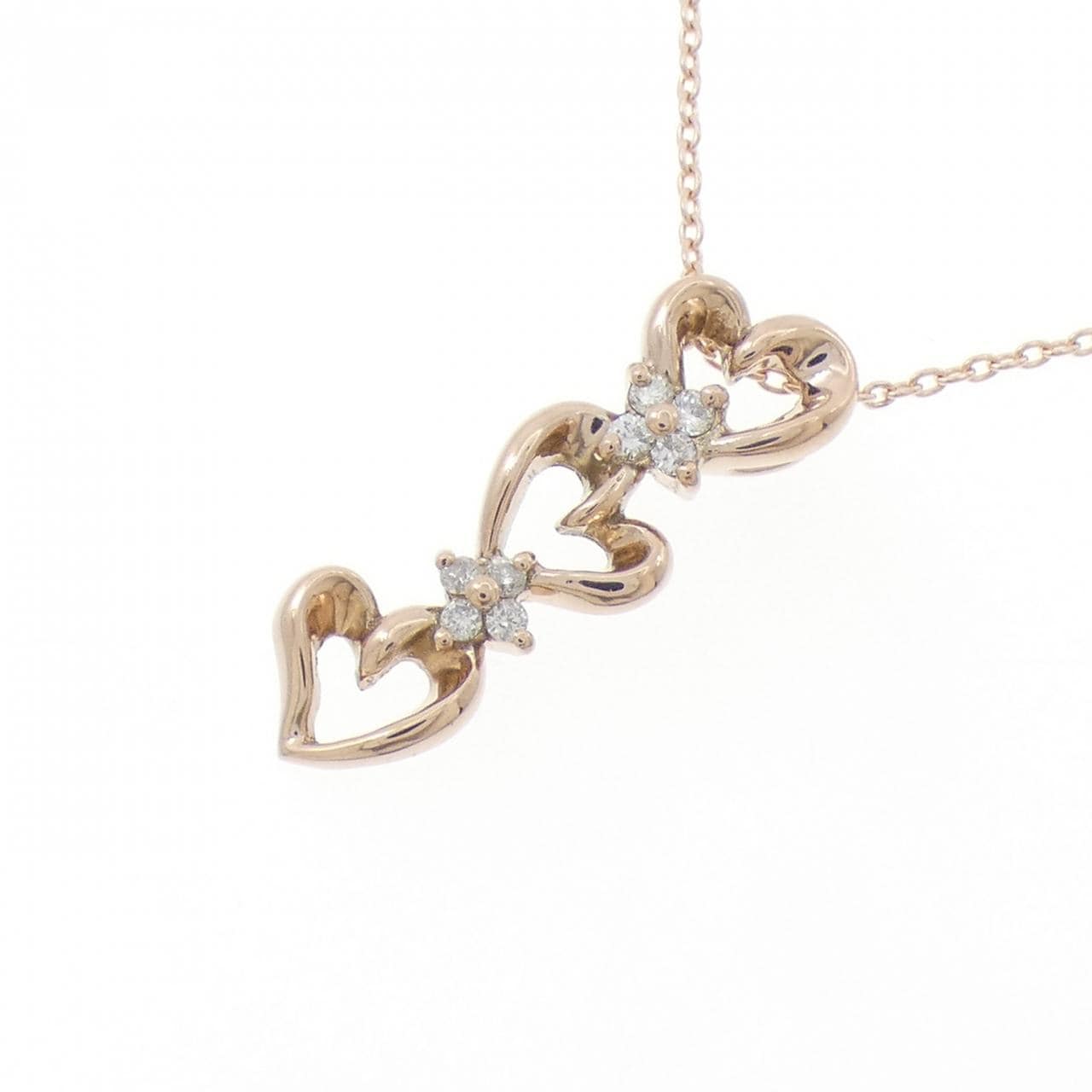 K10PG ハート ダイヤモンド ネックレス 0.06CT