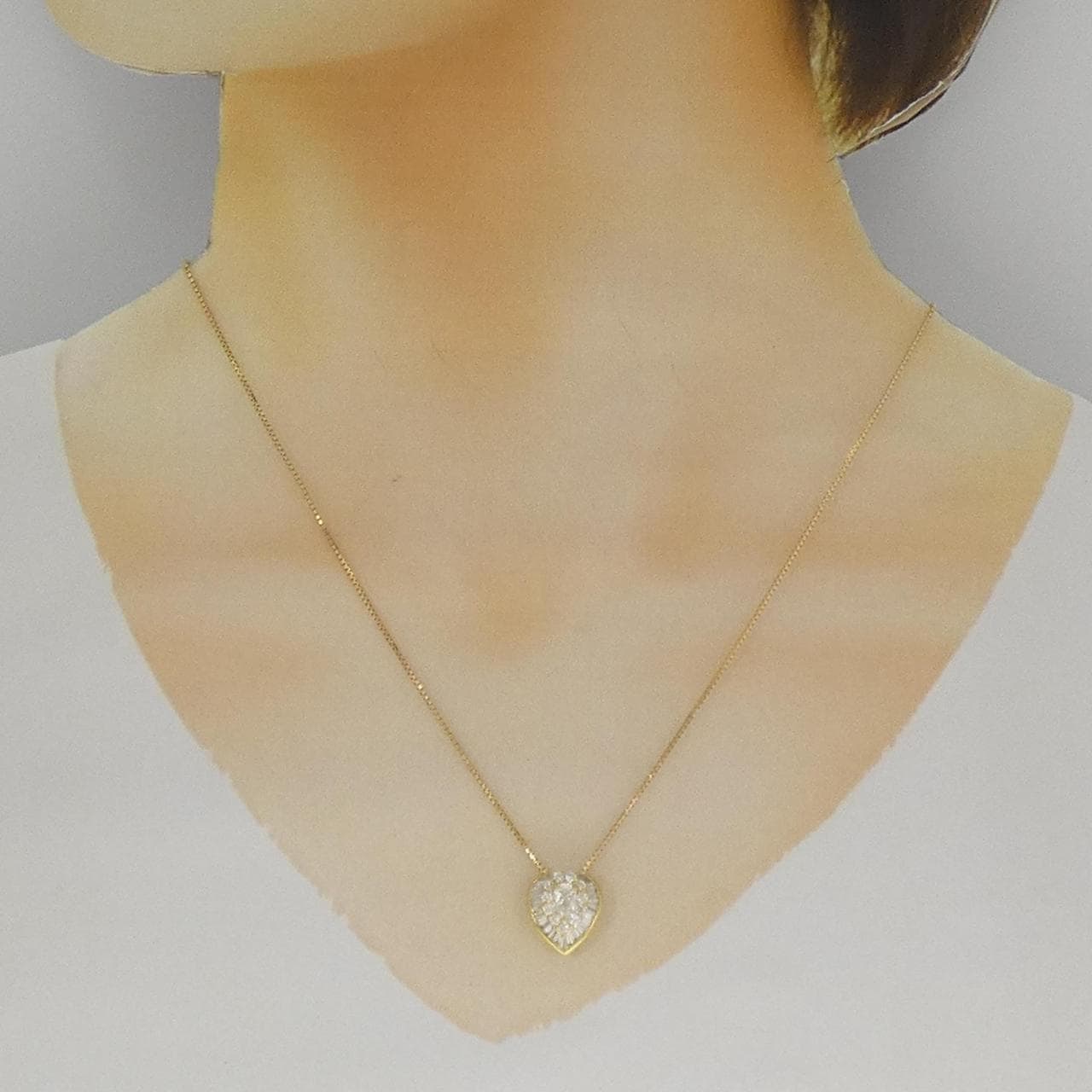 K18YG ハート ダイヤモンド ネックレス 0.385CT