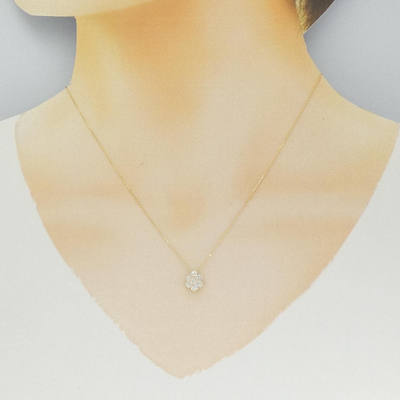 K18YG フラワー ダイヤモンド ネックレス 0.50CT