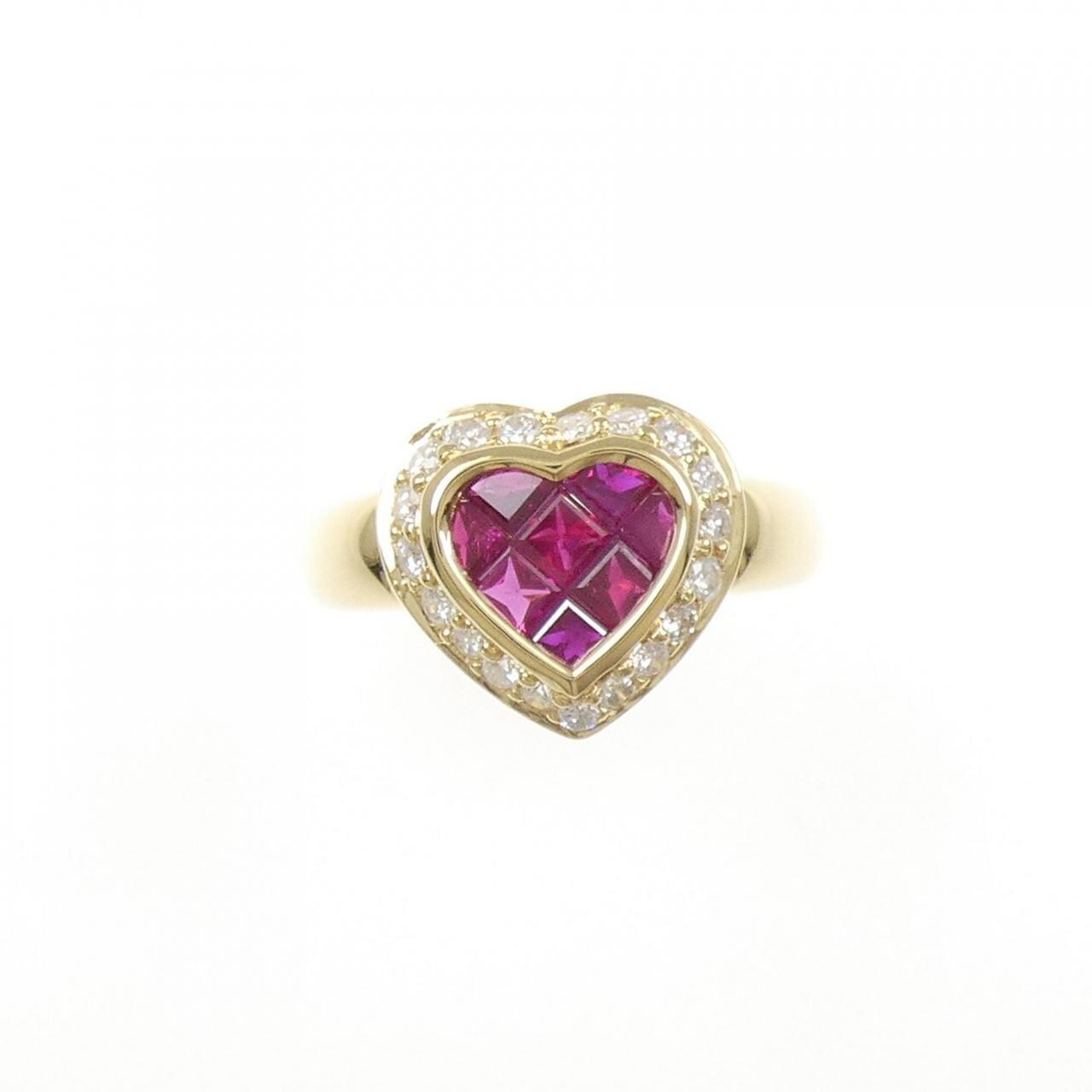 K18YG ハート ルビー リング 1.00CT