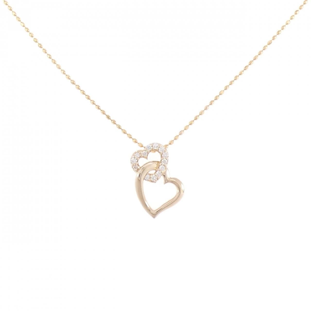 K18PG ハート ダイヤモンド ネックレス 0.06CT