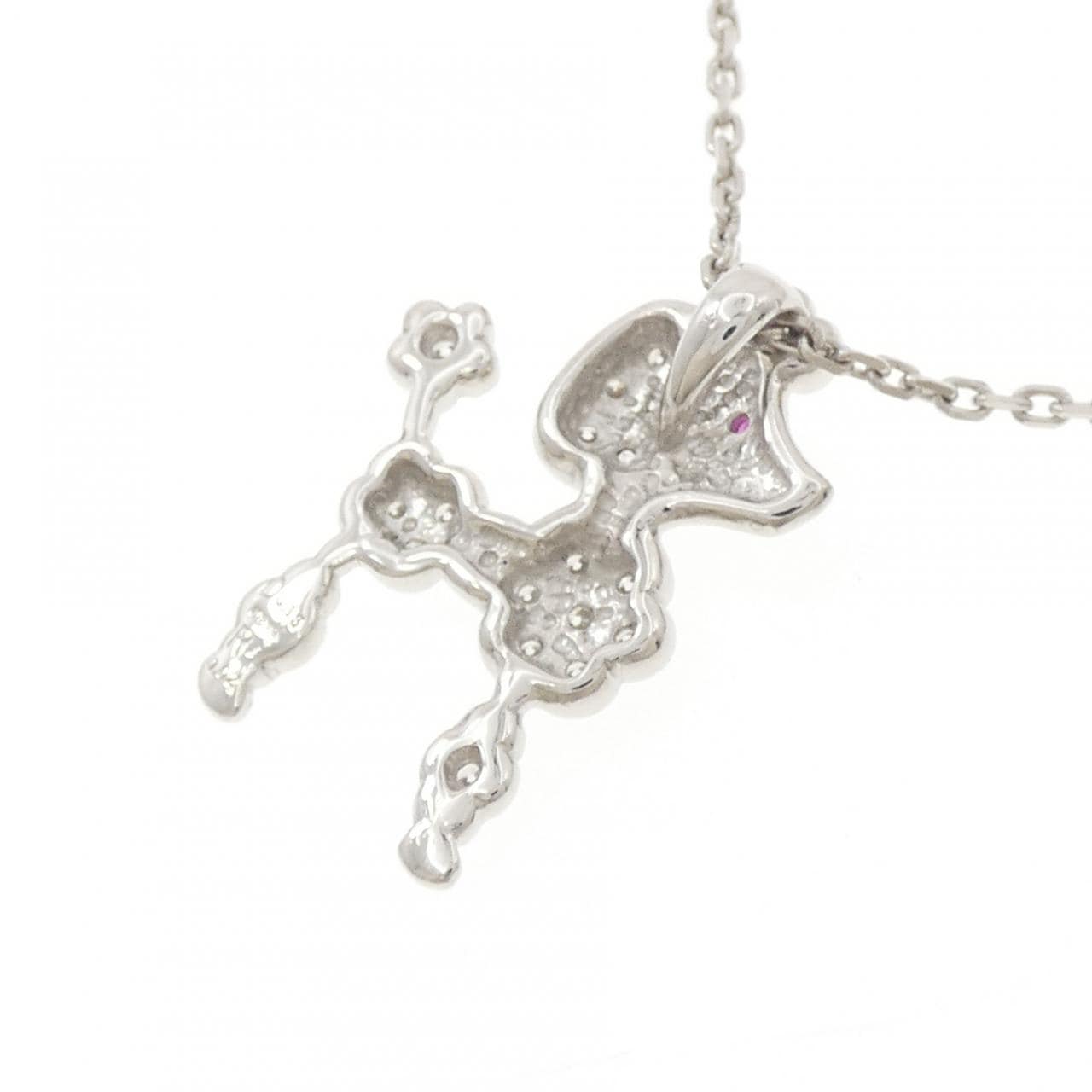 K18WG ドッグ ルビー ネックレス 0.02CT