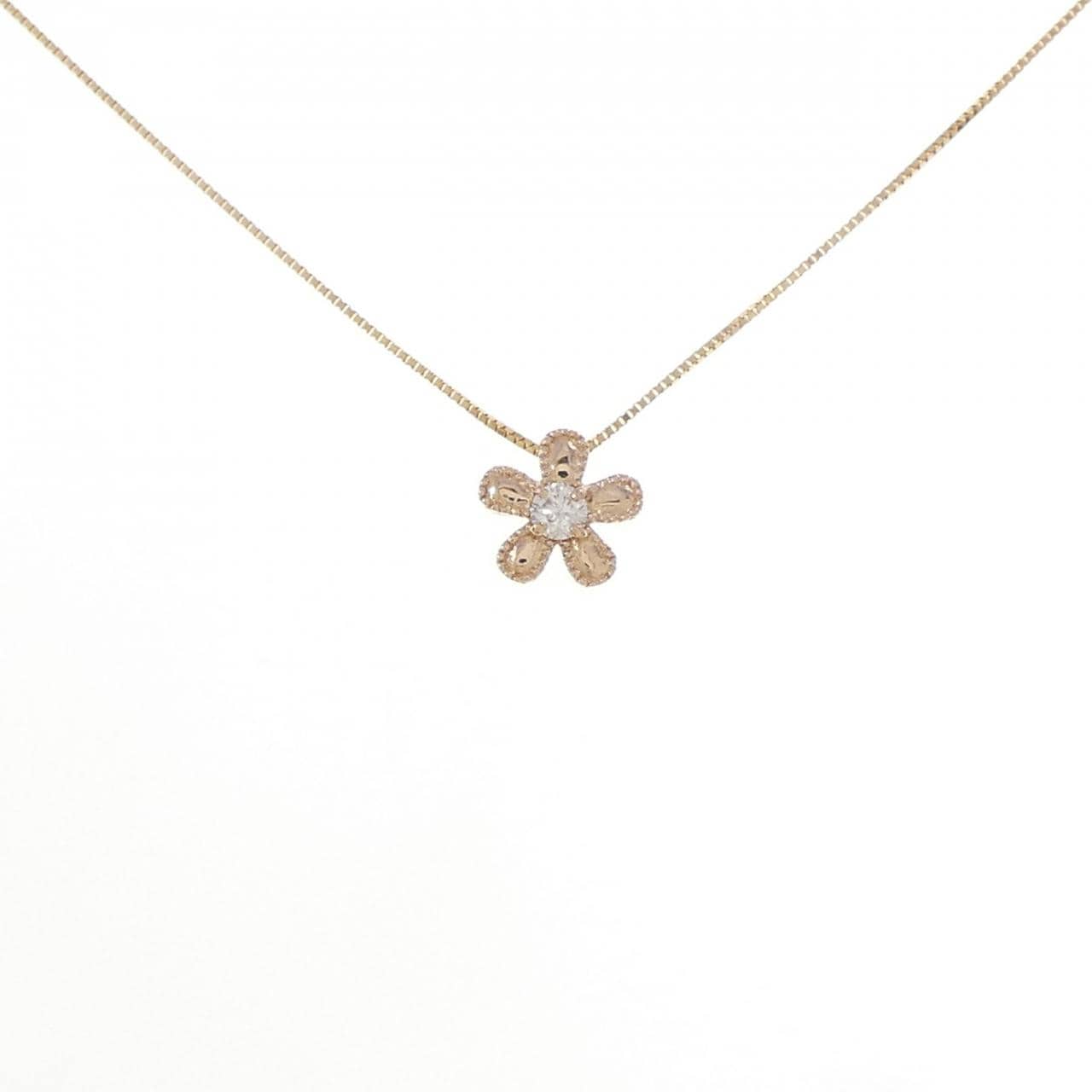 K18PG/K18YG フラワー ダイヤモンド ネックレス 0.07CT