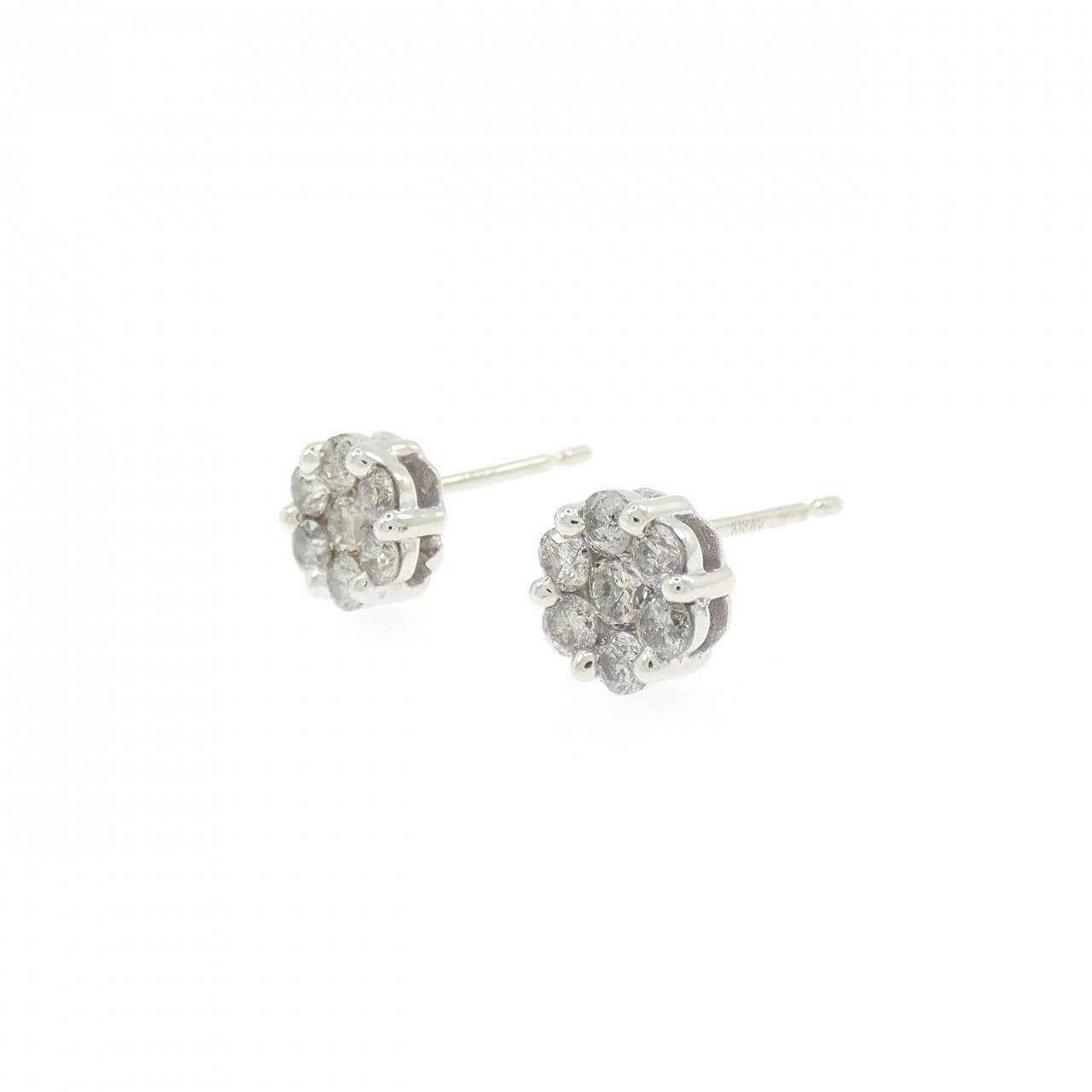 K18WG フラワー ダイヤモンド ピアス 0.60CT