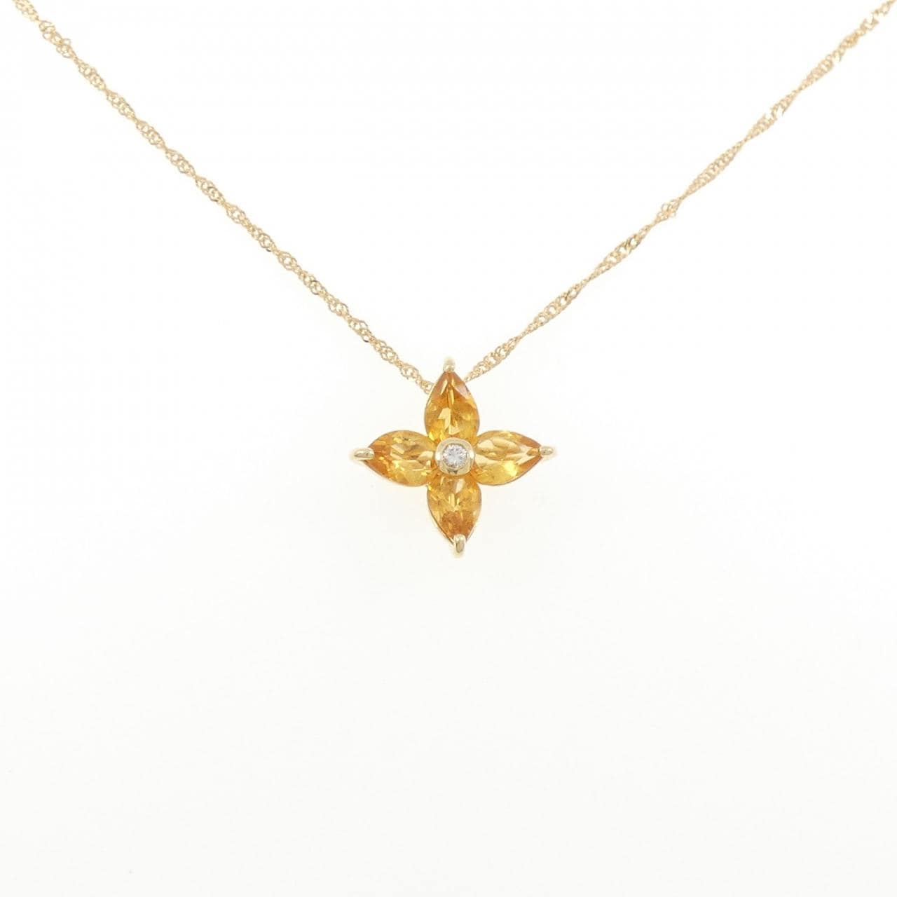 K18YG フラワー シトリン ネックレス 2.30CT