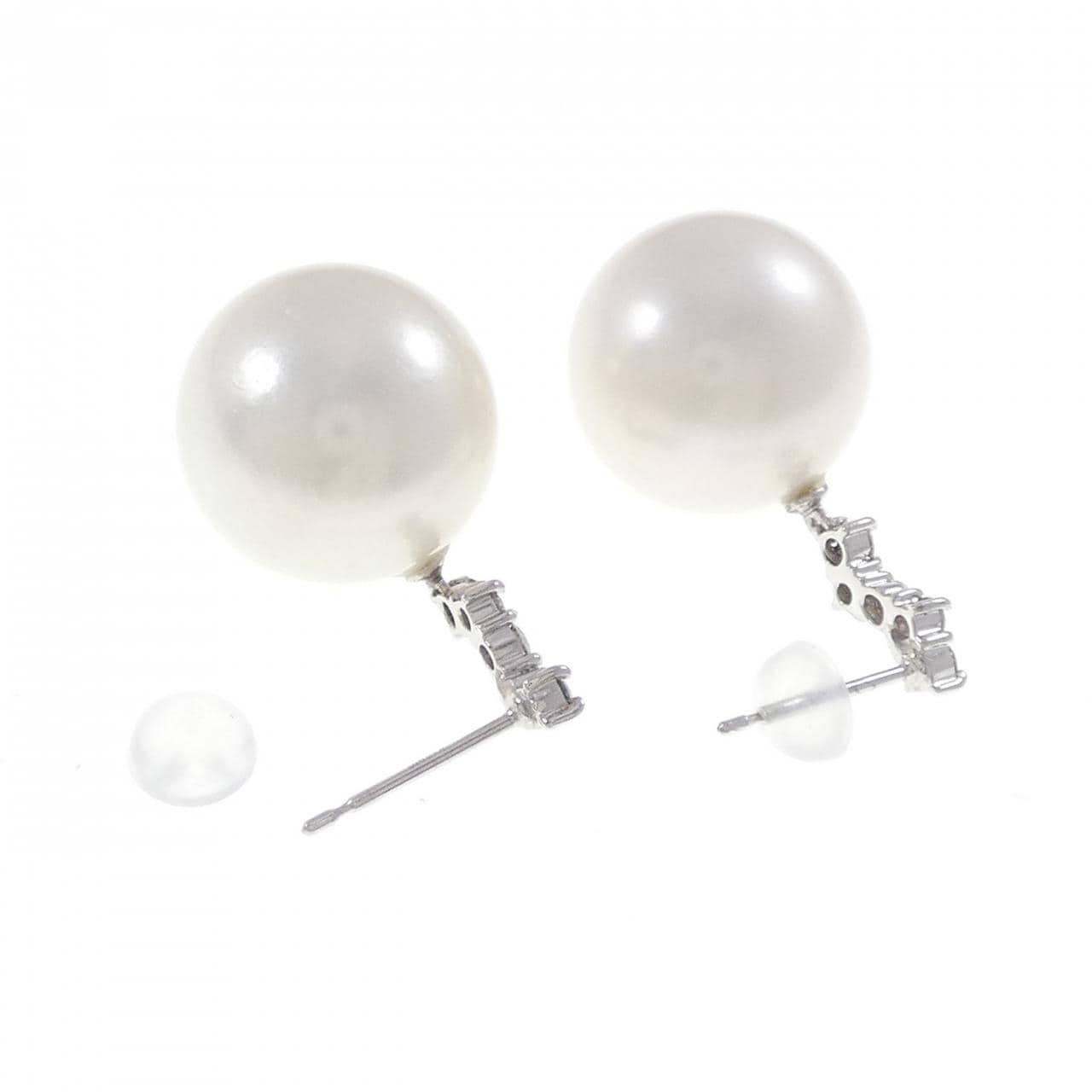 K18WG 白蝶パール ピアス 15.0mm