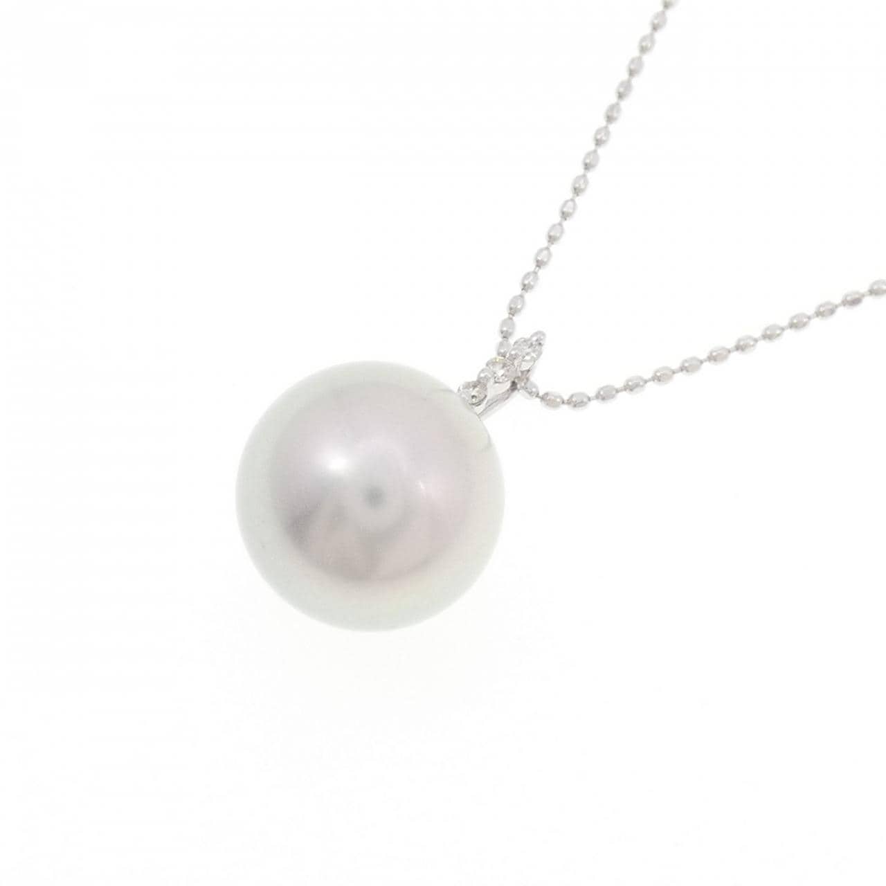 K18WG 白蝶パール ネックレス 10.4mm