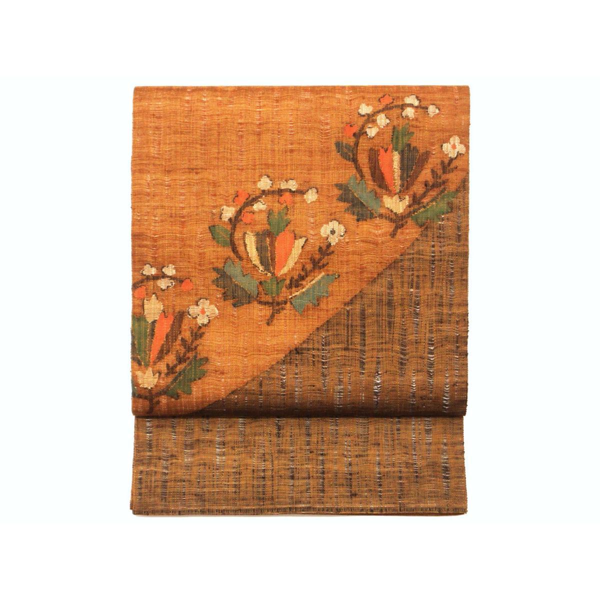 袋帯　紬透かしすくい織