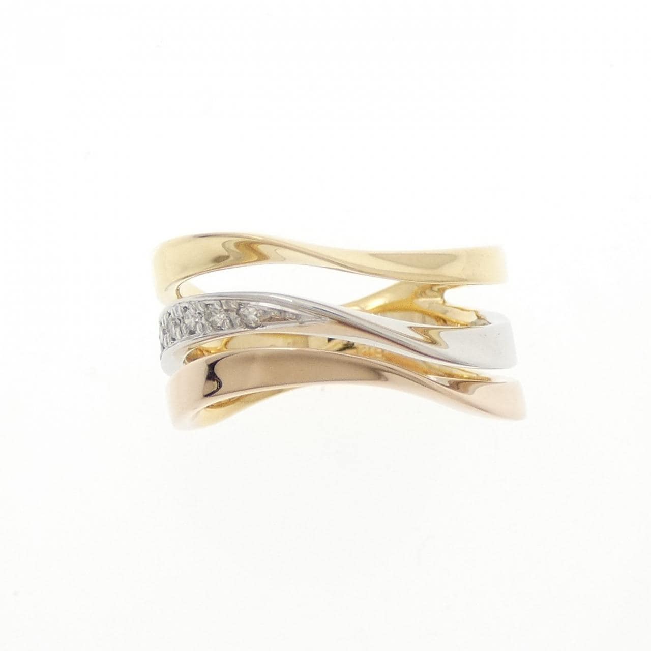 K18YG/PT900/K18PG ダイヤモンド リング 0.06CT