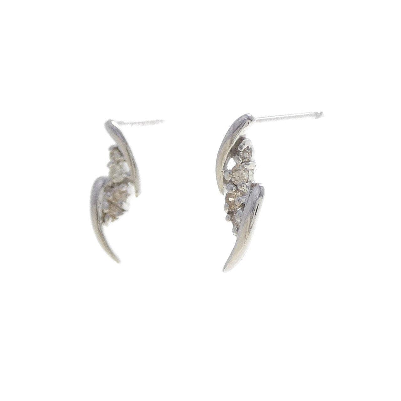 K14WG ダイヤモンド ピアス 0.08CT