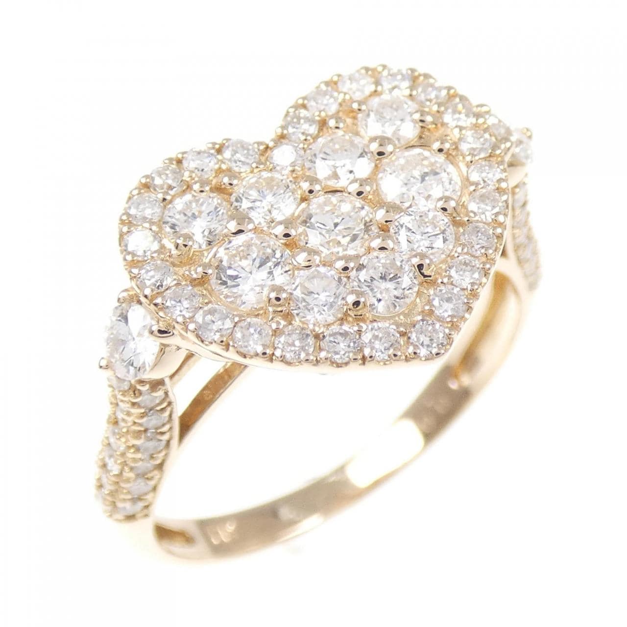 K18PG ハート パヴェ ダイヤモンド リング 1.00CT