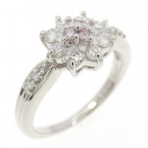 PT900 フラワー ピンクダイヤモンド リング 0.09CT