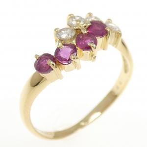 K18YG ルビー リング 0.44CT