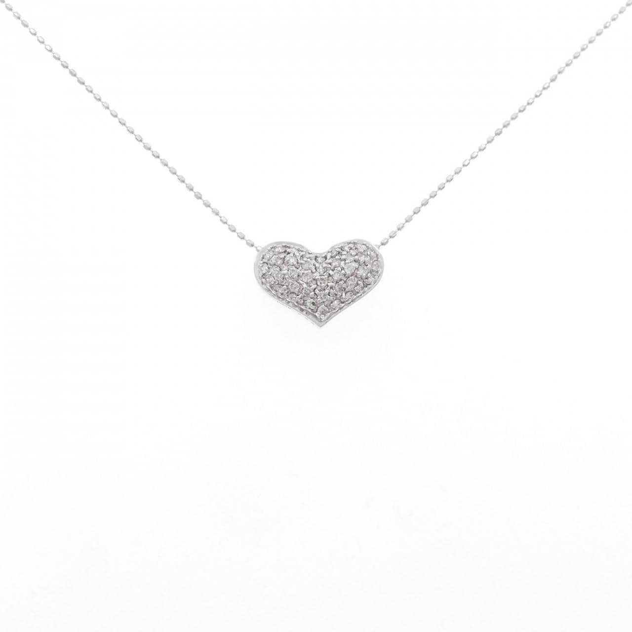 K18WG Pave Heart Diamond Necklace 0.25CT