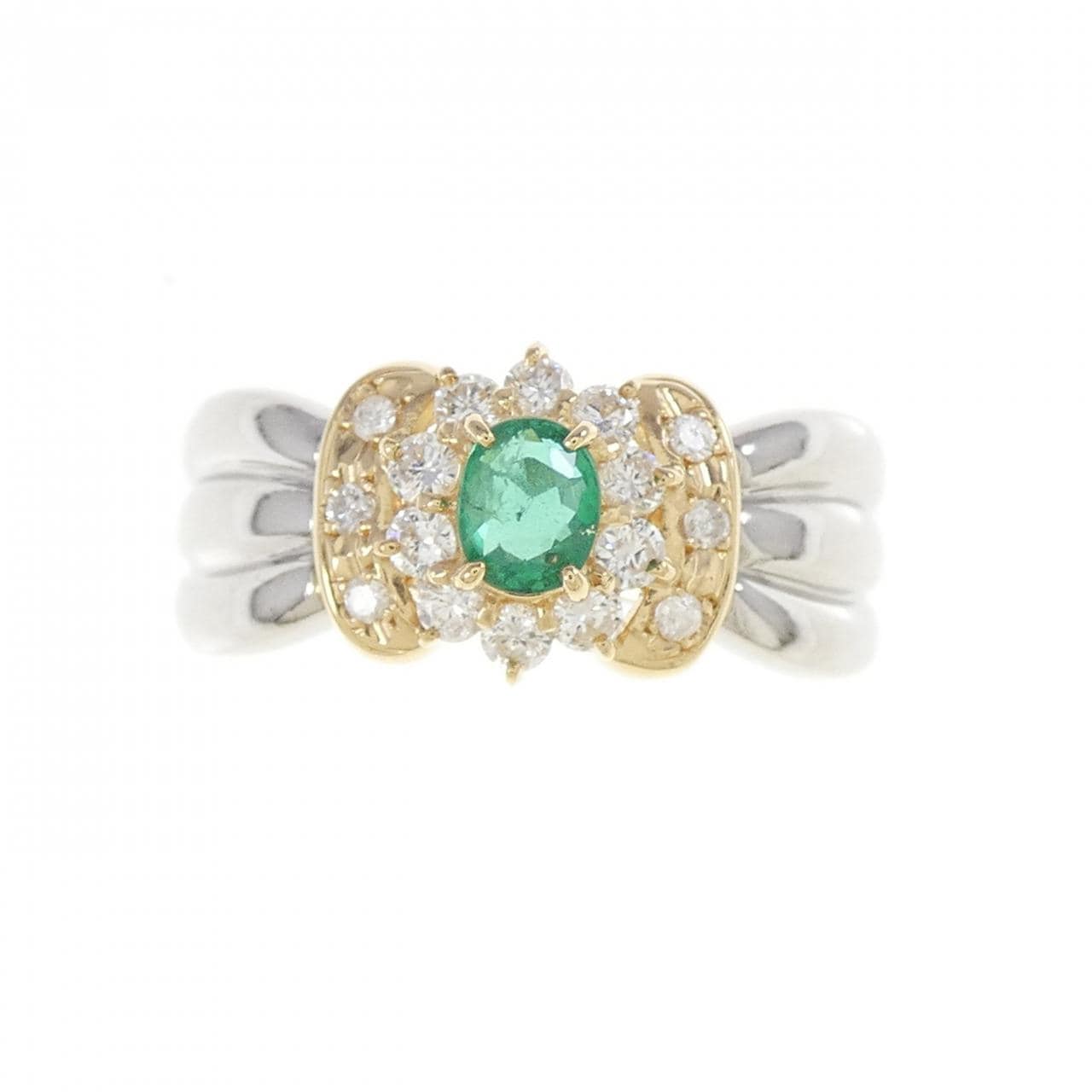 PT900/K18YG Emerald Ring 0.28CT