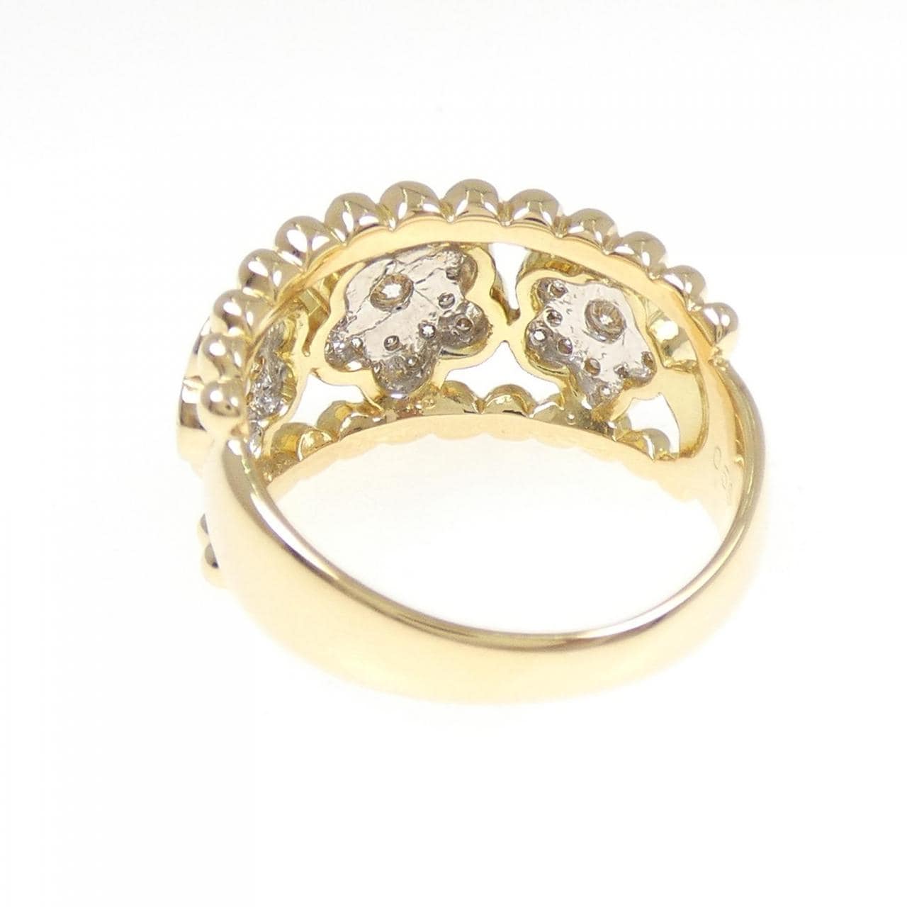 K18YG/K18WG フラワー ダイヤモンド リング 0.56CT