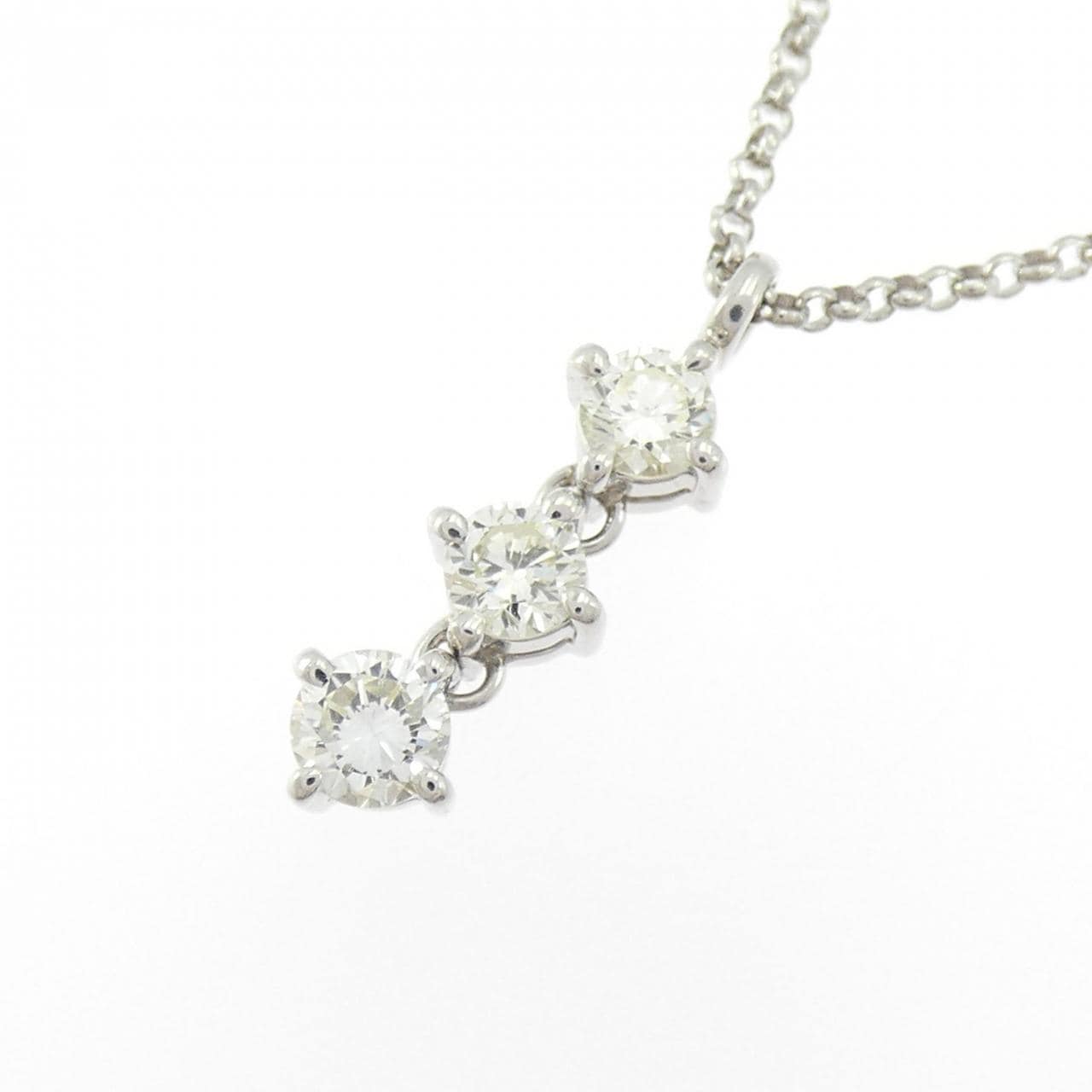 PT900/PT850 スリーストーン ダイヤモンド ネックレス 0.523CT