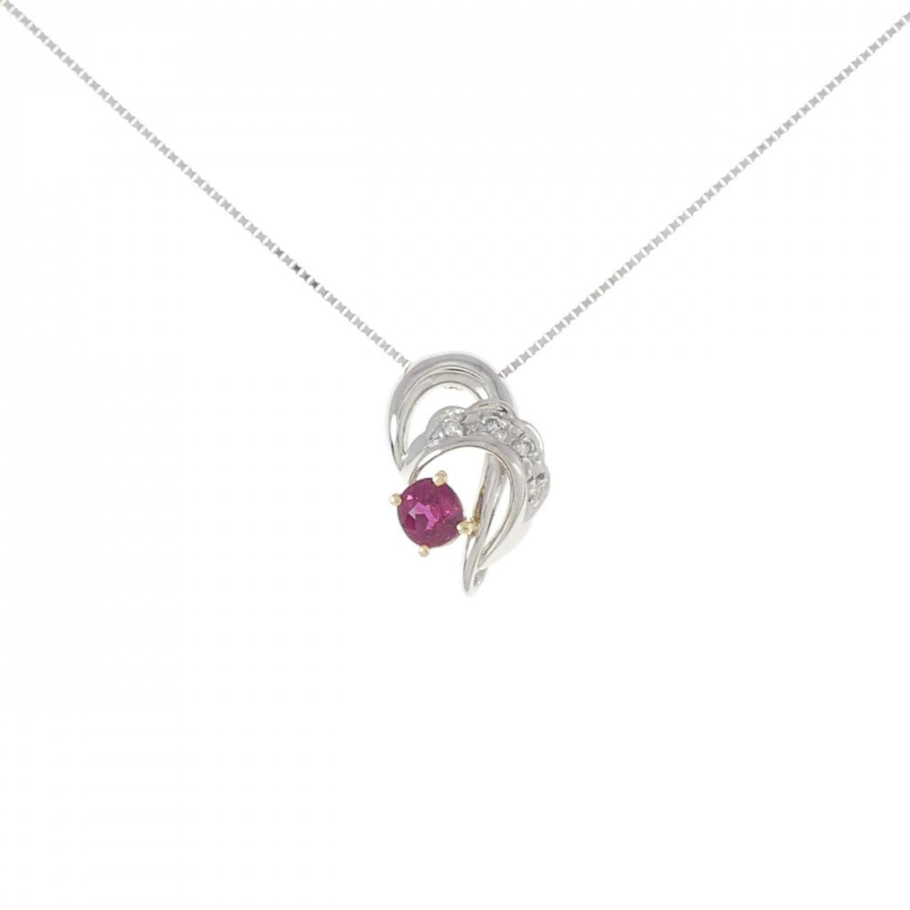 PT/K18YG Ruby Necklace 0.55CT