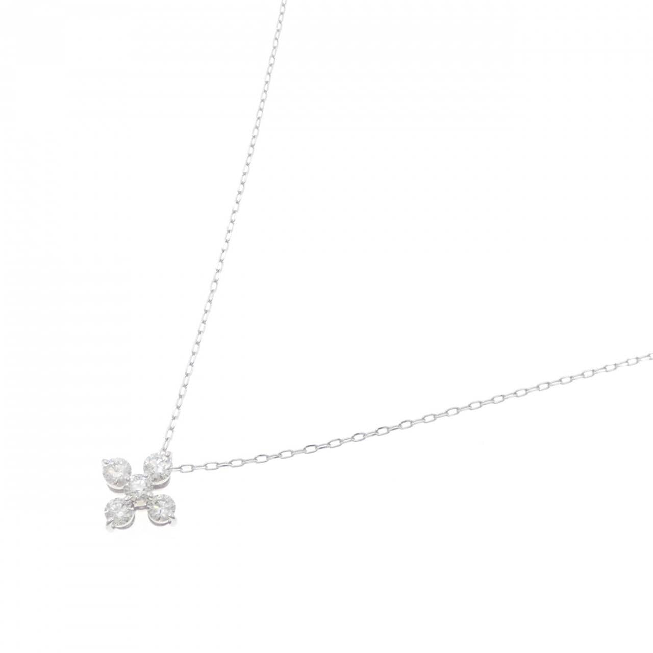 K18WG フラワー ダイヤモンド ネックレス 0.50CT