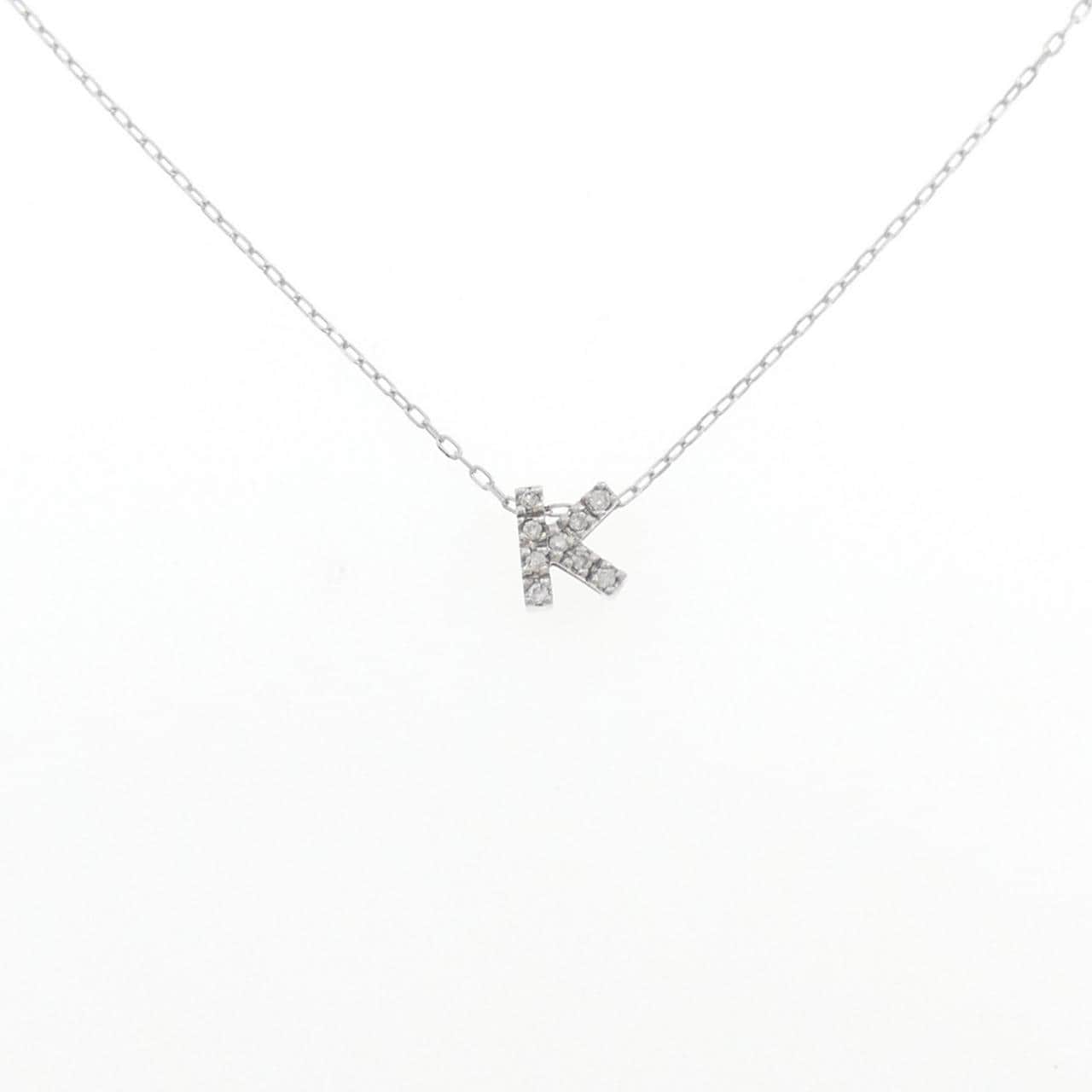 K18WG イニシャルK ダイヤモンド ネックレス 0.06CT
