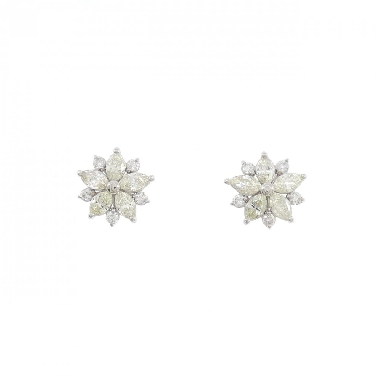 【新品】PT900 フラワー ダイヤモンド ピアス 0.50CT