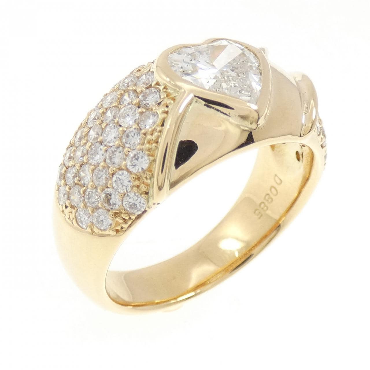 K18YG パヴェ ハート ダイヤモンド リング 0.885CT