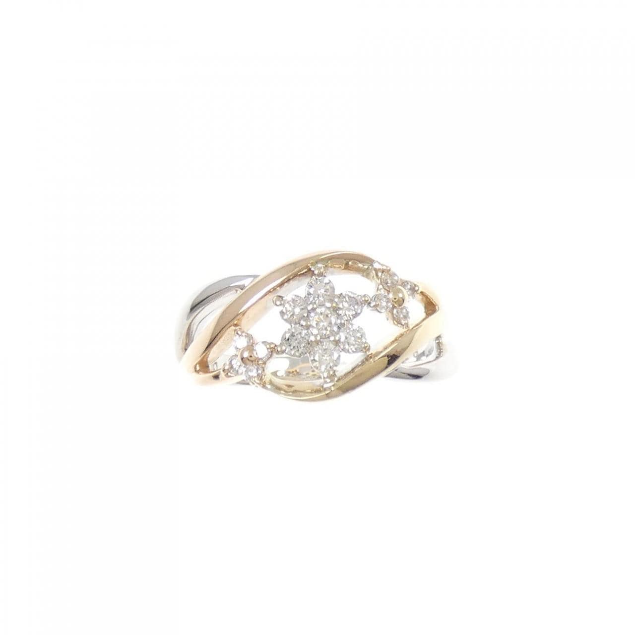 K10スリーカラー フラワー ダイヤモンド リング 0.25CT