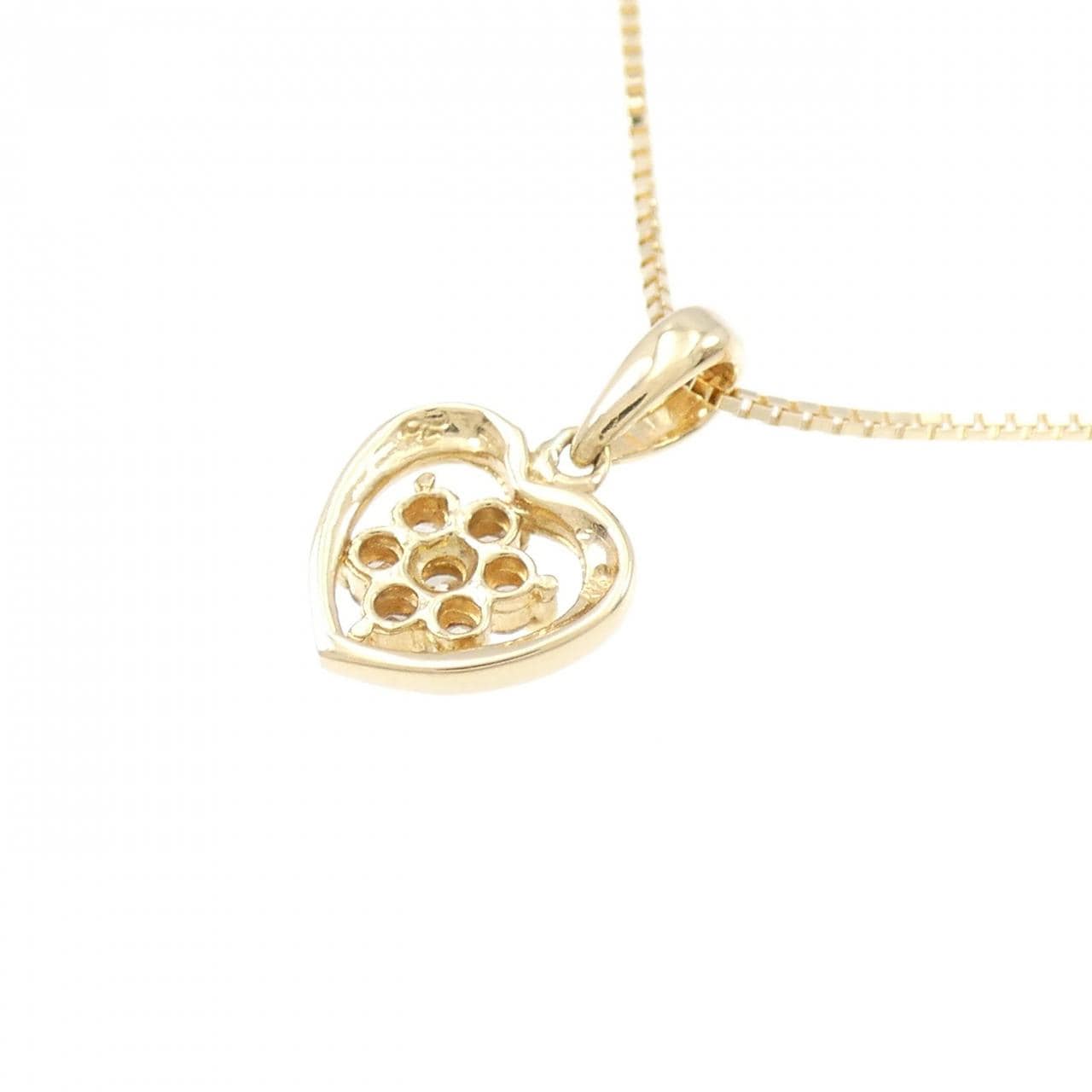 K18YG heart x flower Diamond necklace