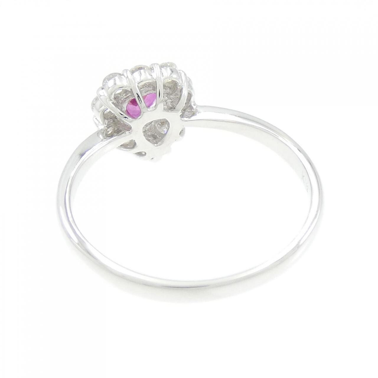 K18WG ハート ルビー リング 0.25CT