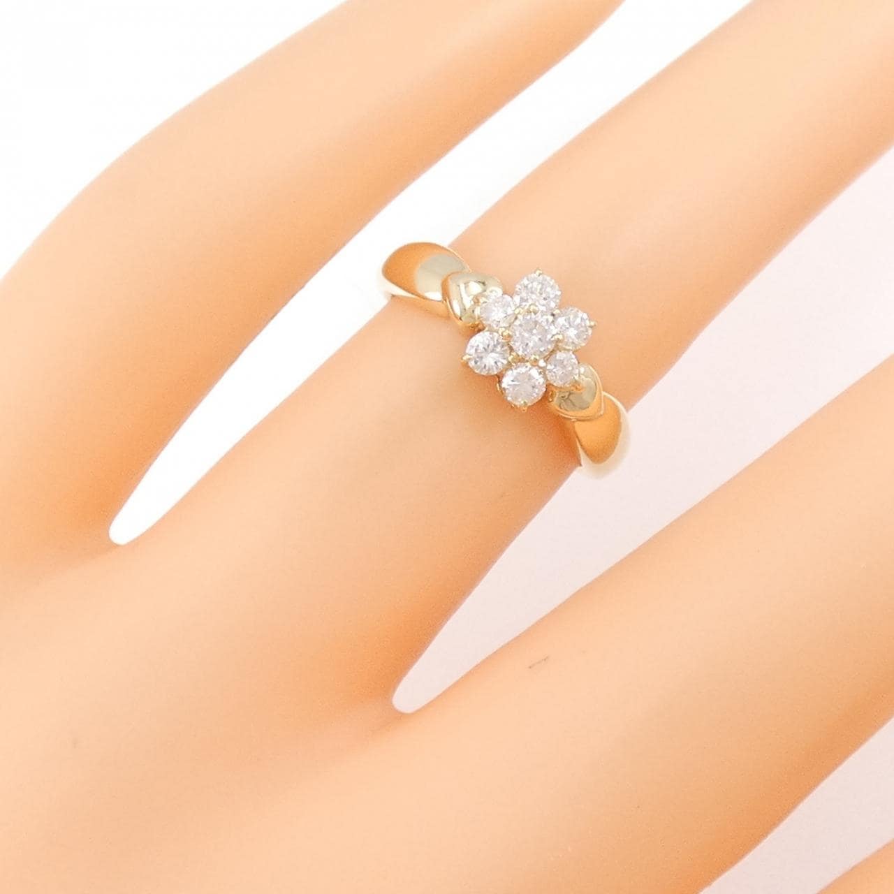 K18YG フラワー ダイヤモンド リング 0.31CT