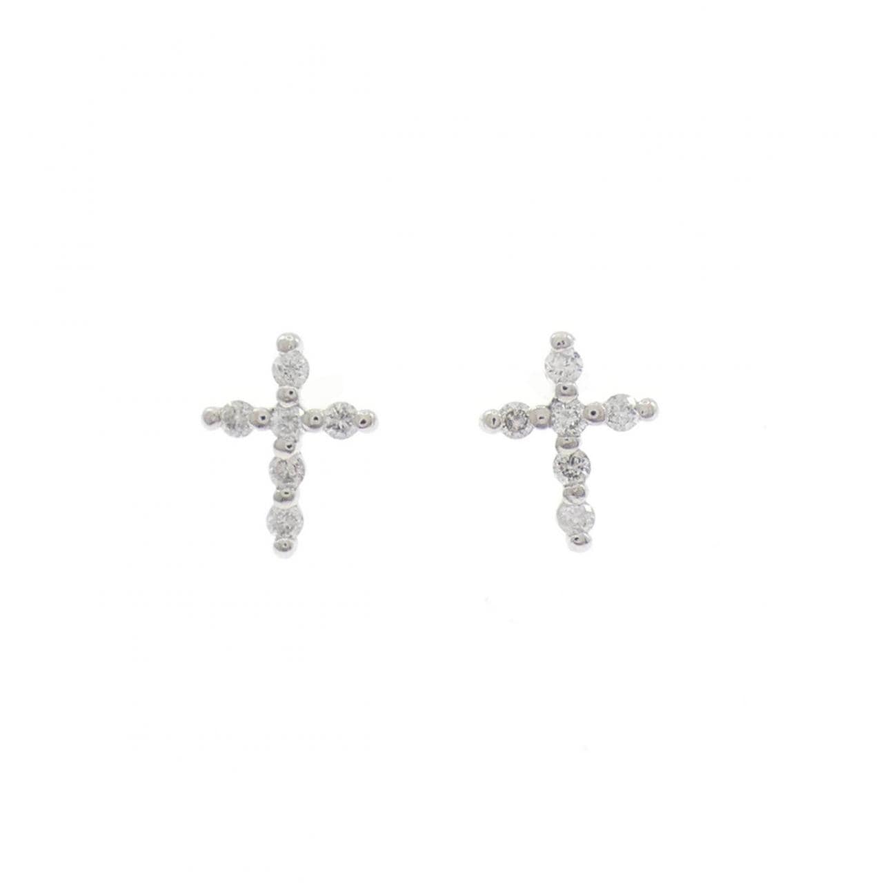 PT900 クロス ダイヤモンド ピアス 0.20CT