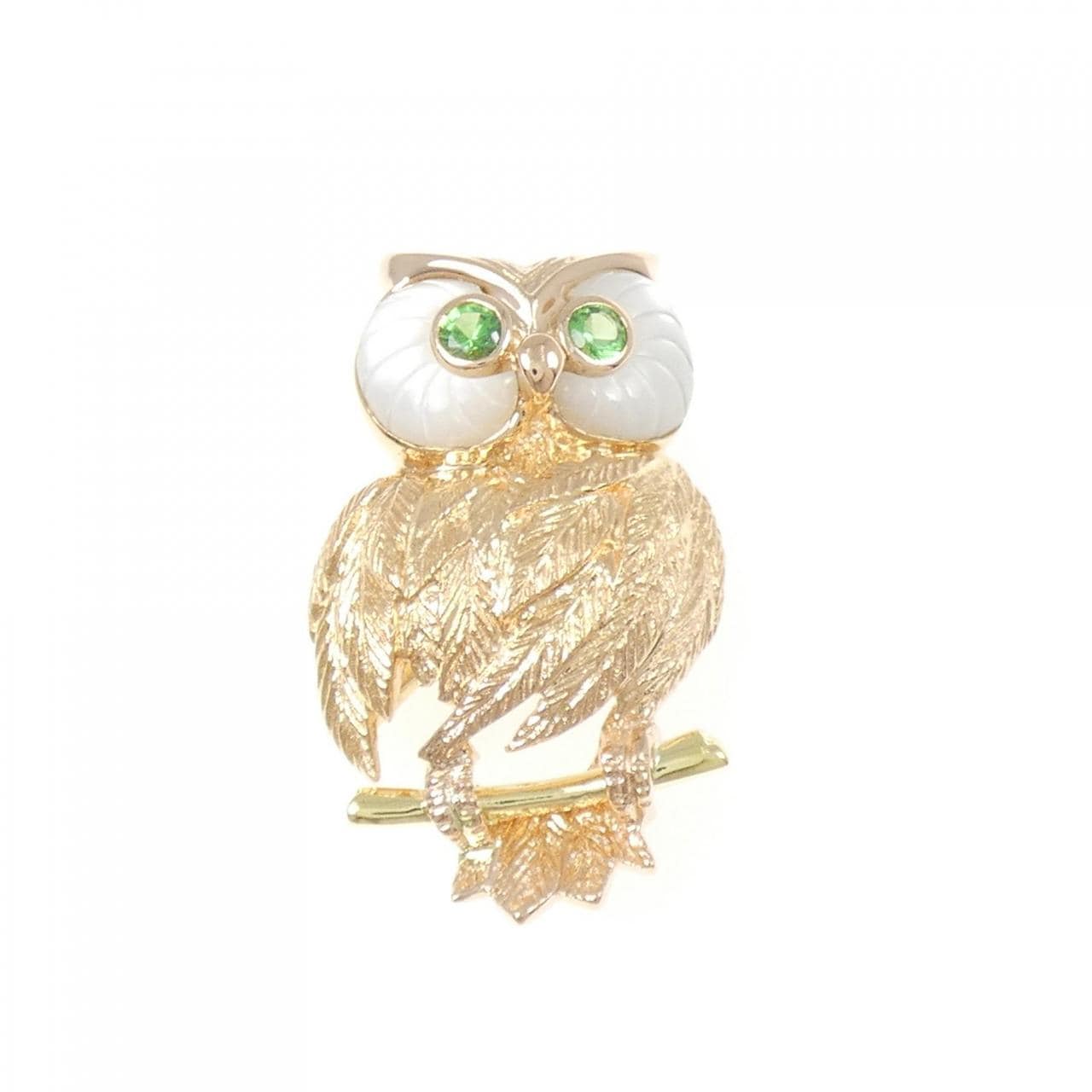 K18YG/K18PG フクロウ マザーオブパール ブローチ