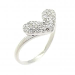K10WG ハート パヴェ ダイヤモンド リング 0.30CT