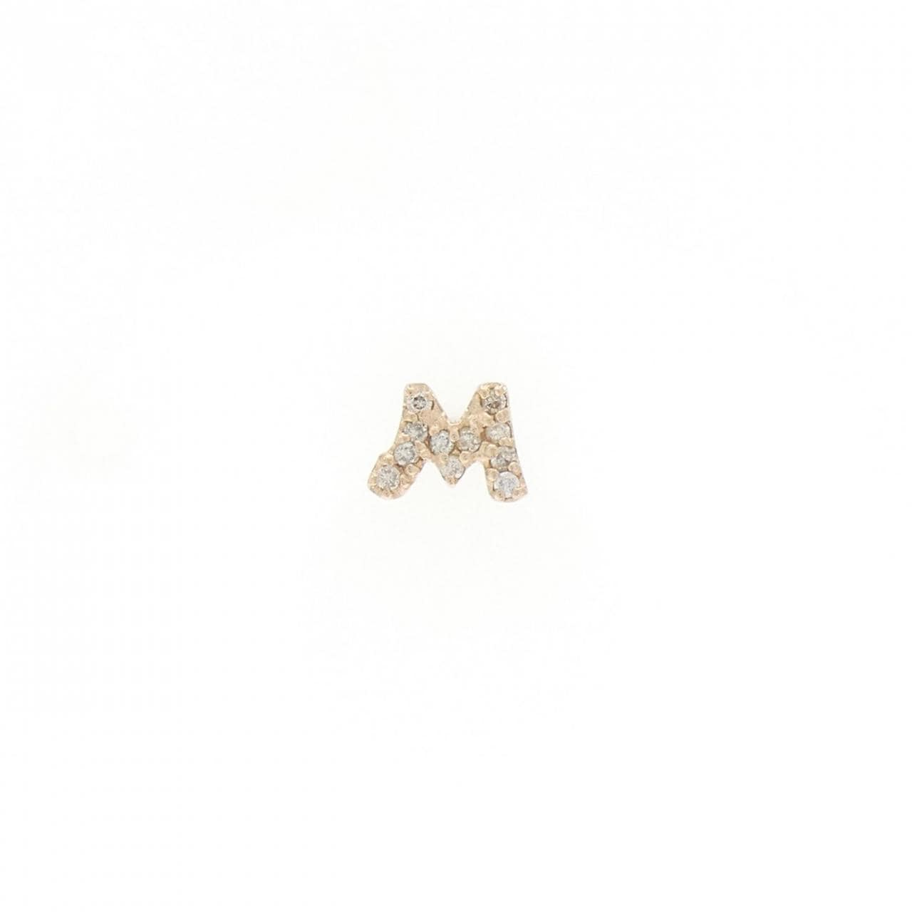 K18PG イニシャルM ダイヤモンド ピアス 0.05CT 片耳