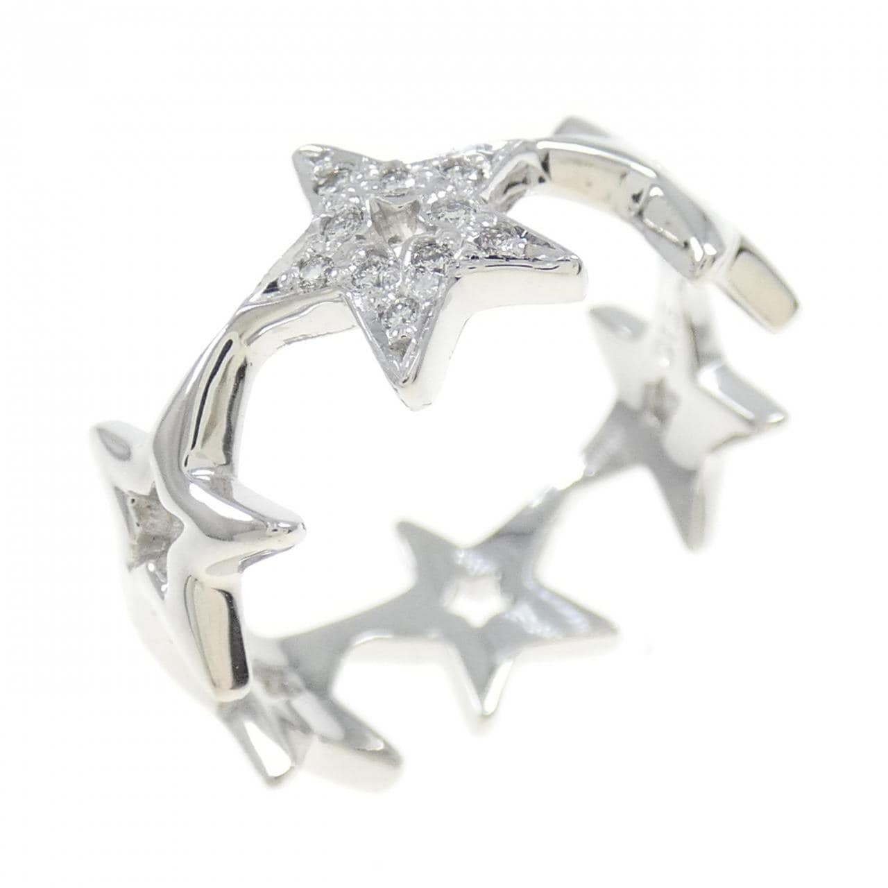 K18WG star Diamond ring 0.16CT