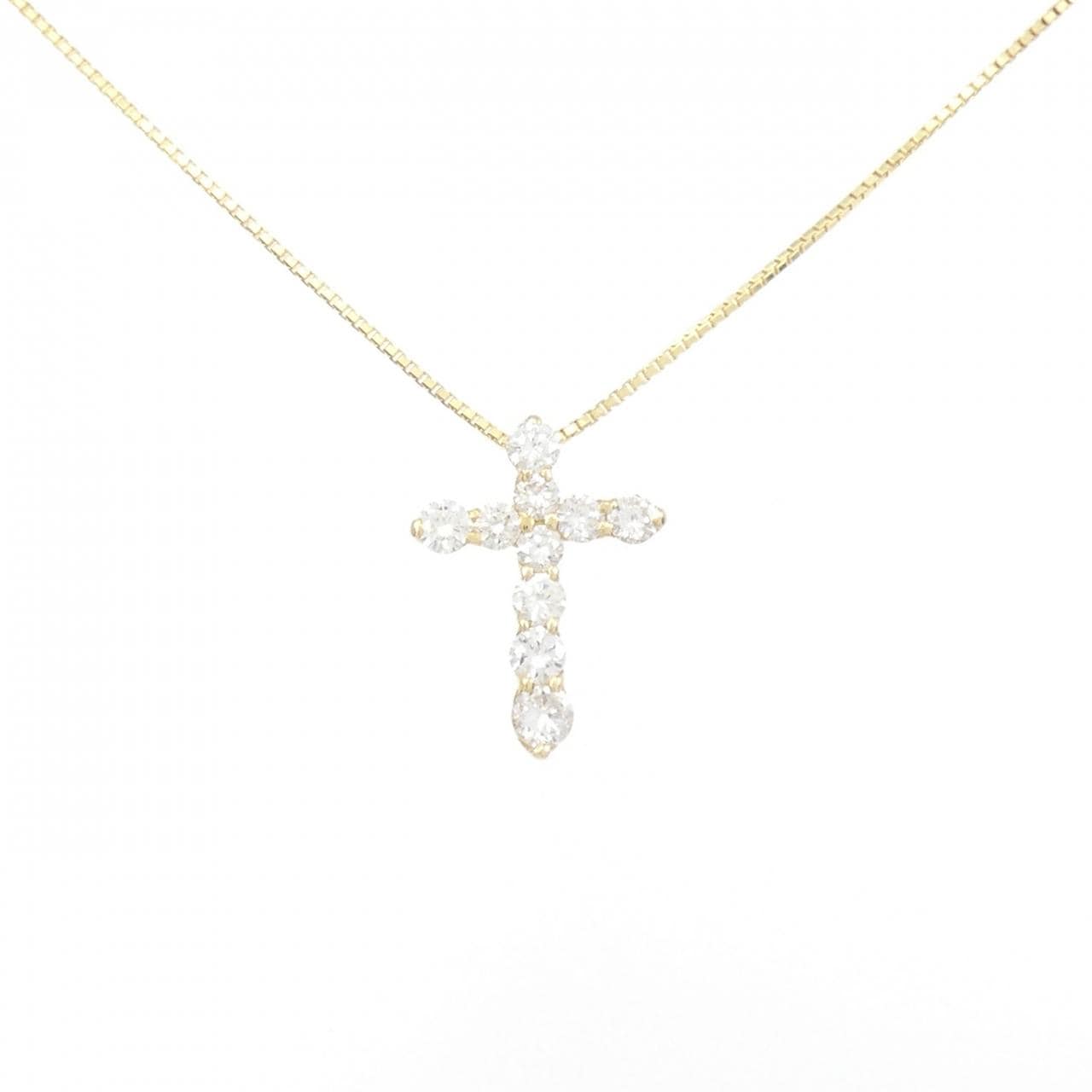K18YG クロス ダイヤモンド ネックレス 1.02CT
