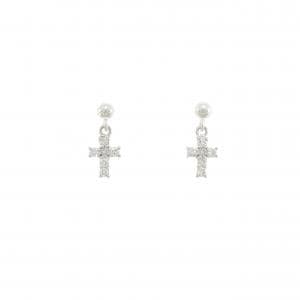 PT クロス ダイヤモンド ピアス 0.12CT