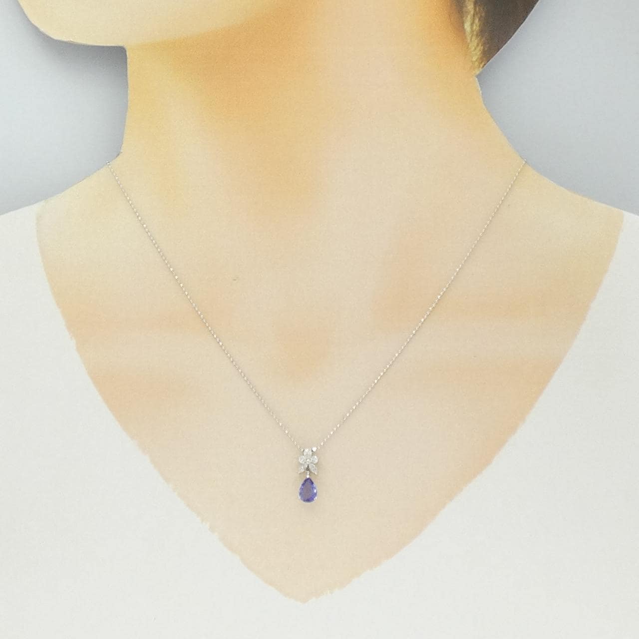 K18WG タンザナイト ネックレス 0.60CT