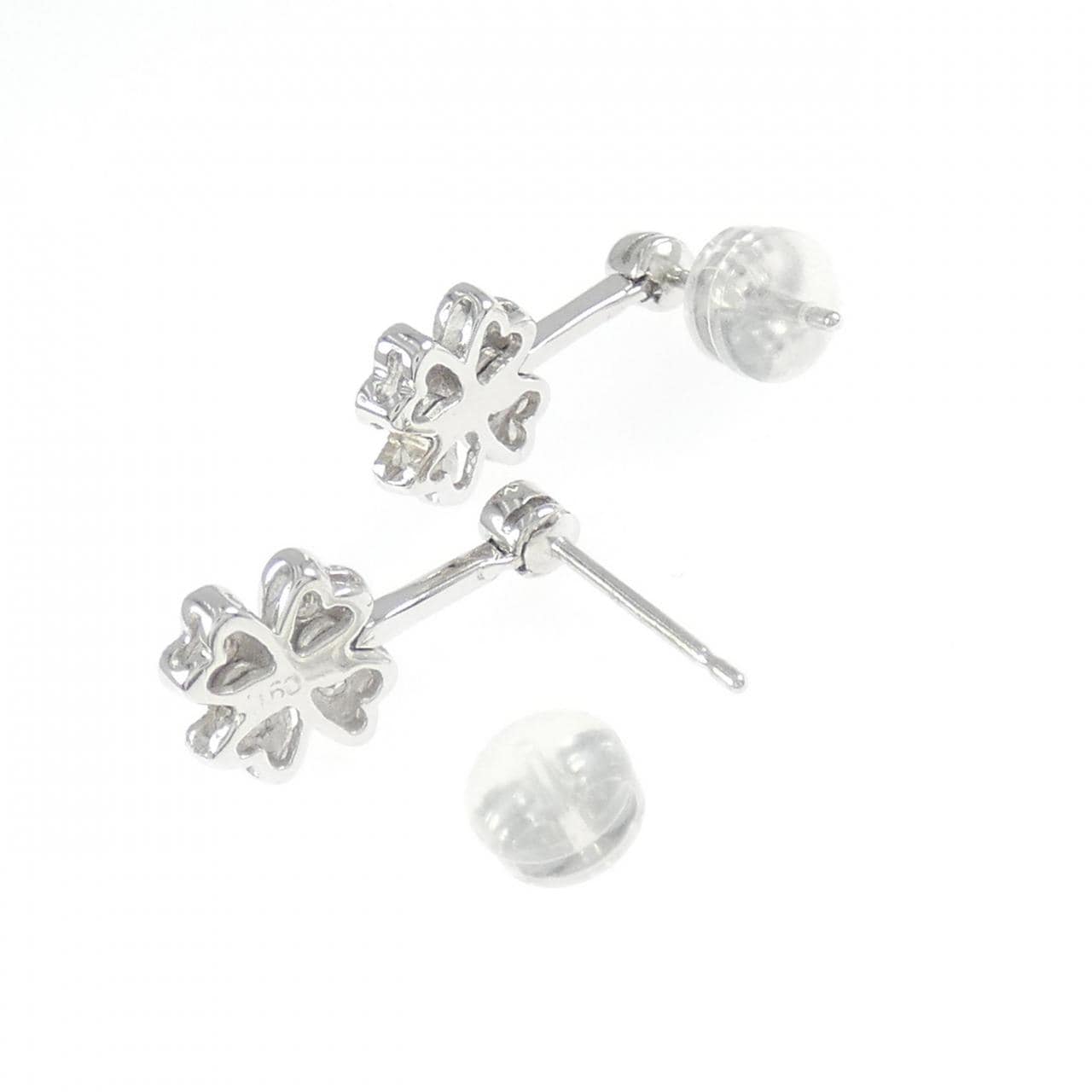 K14WG フラワー ダイヤモンド ピアス 0.160CT