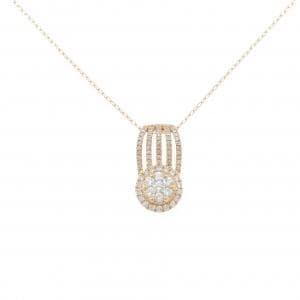 K18PG フラワー ダイヤモンド ネックレス 0.75CT