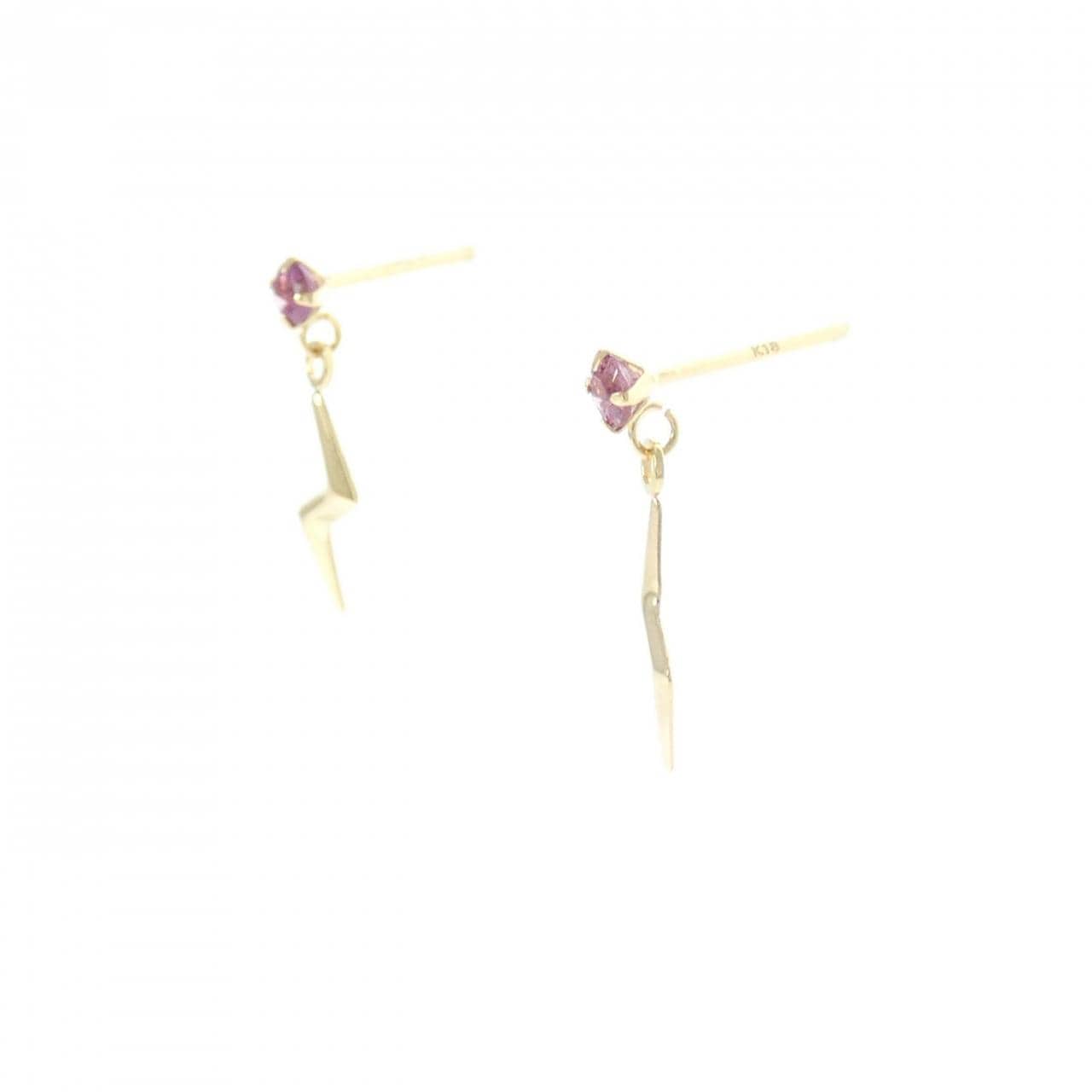 K18YG石榴石耳環