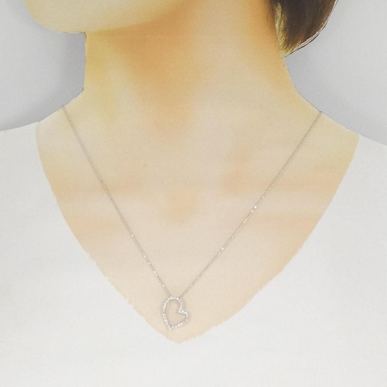 K18WG ハート ダイヤモンド ネックレス 0.29CT
