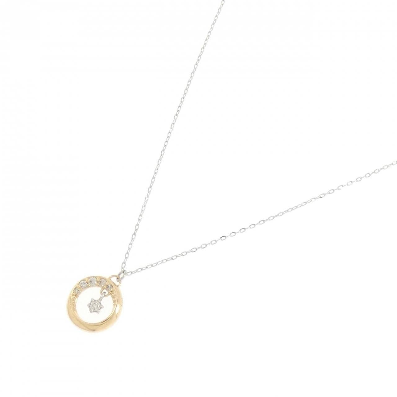 K18YG/PT850 ダイヤモンド ネックレス 0.05CT