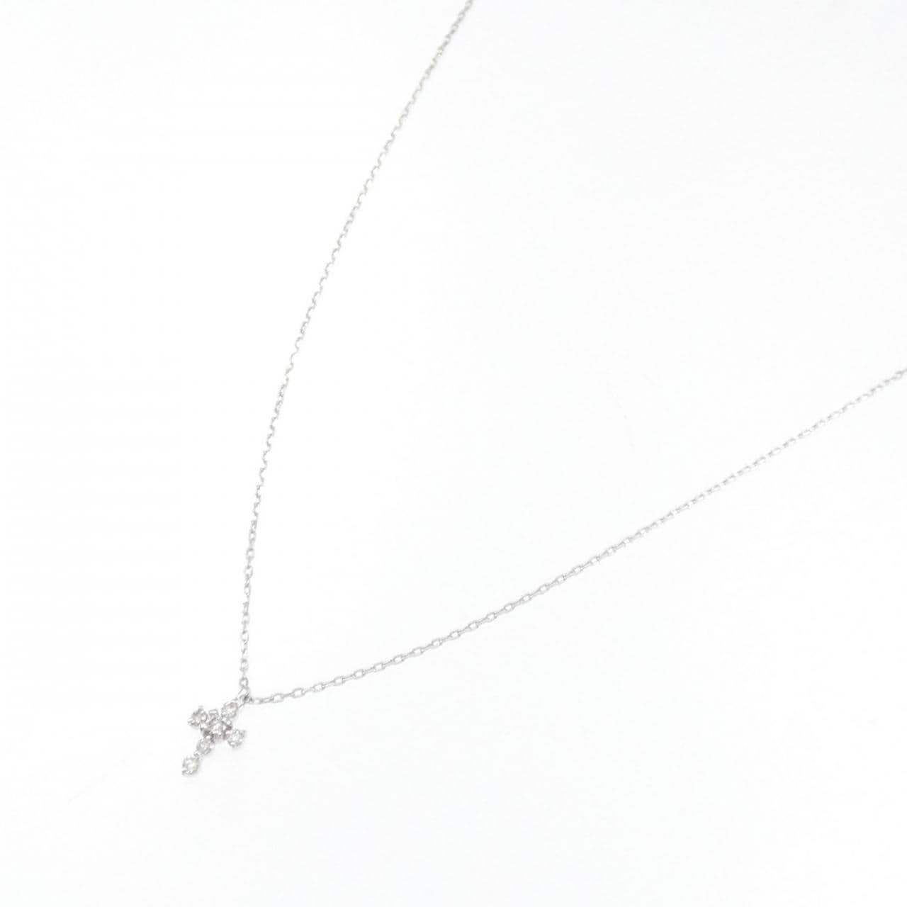 K18WG クロス ダイヤモンド ネックレス 0.04CT