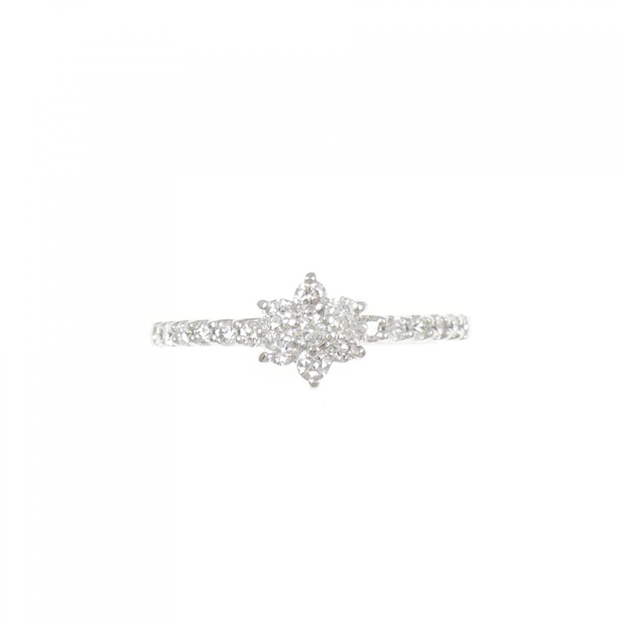 K18WG フラワー ダイヤモンド リング 0.40CT