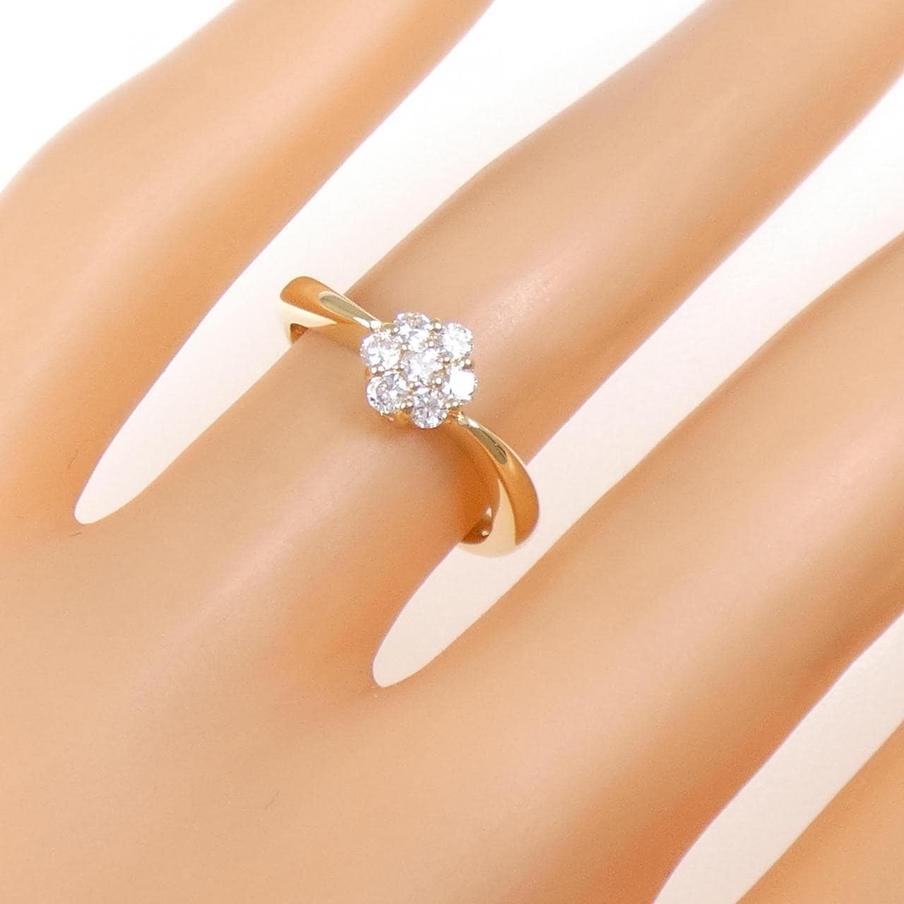 K18YG フラワー ダイヤモンド リング 0.23CT