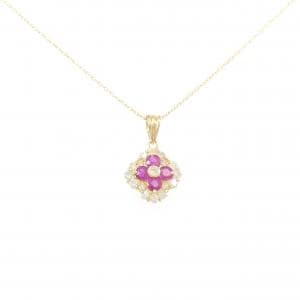 K18YG フラワー ルビー ネックレス 0.55CT